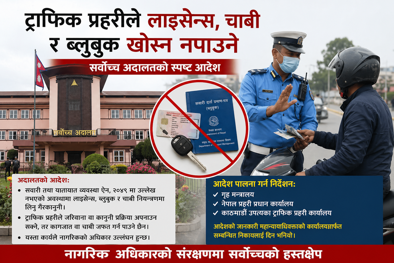 Photo of ट्राफिक प्रहरीले लाइसेन्स, चाबी र ब्लुबुक खोस्न नपाउने