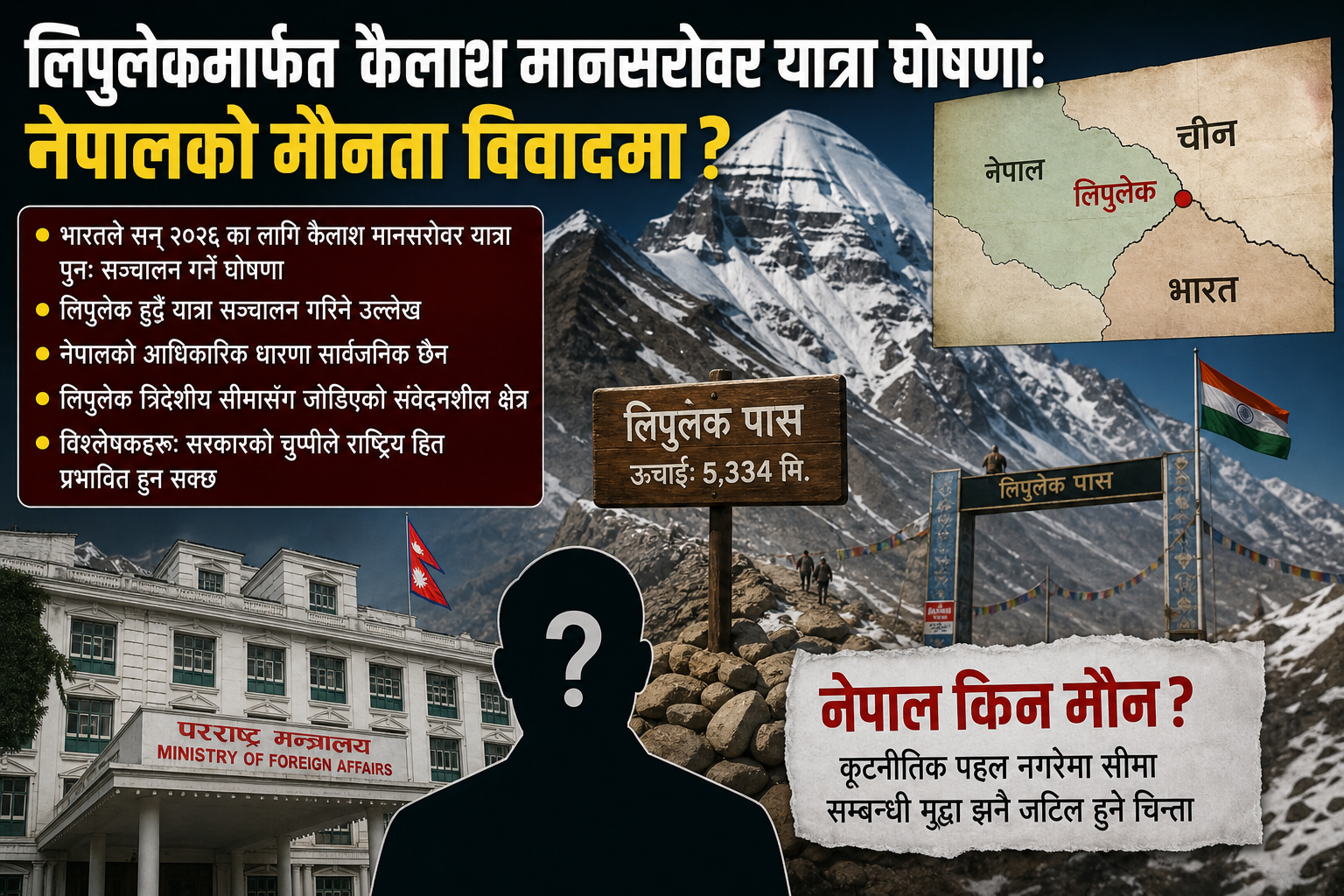 Photo of लिपुलेकमार्फत कैलाश मानसरोवर यात्रा घोषणा: नेपालको मौनता विवादमा