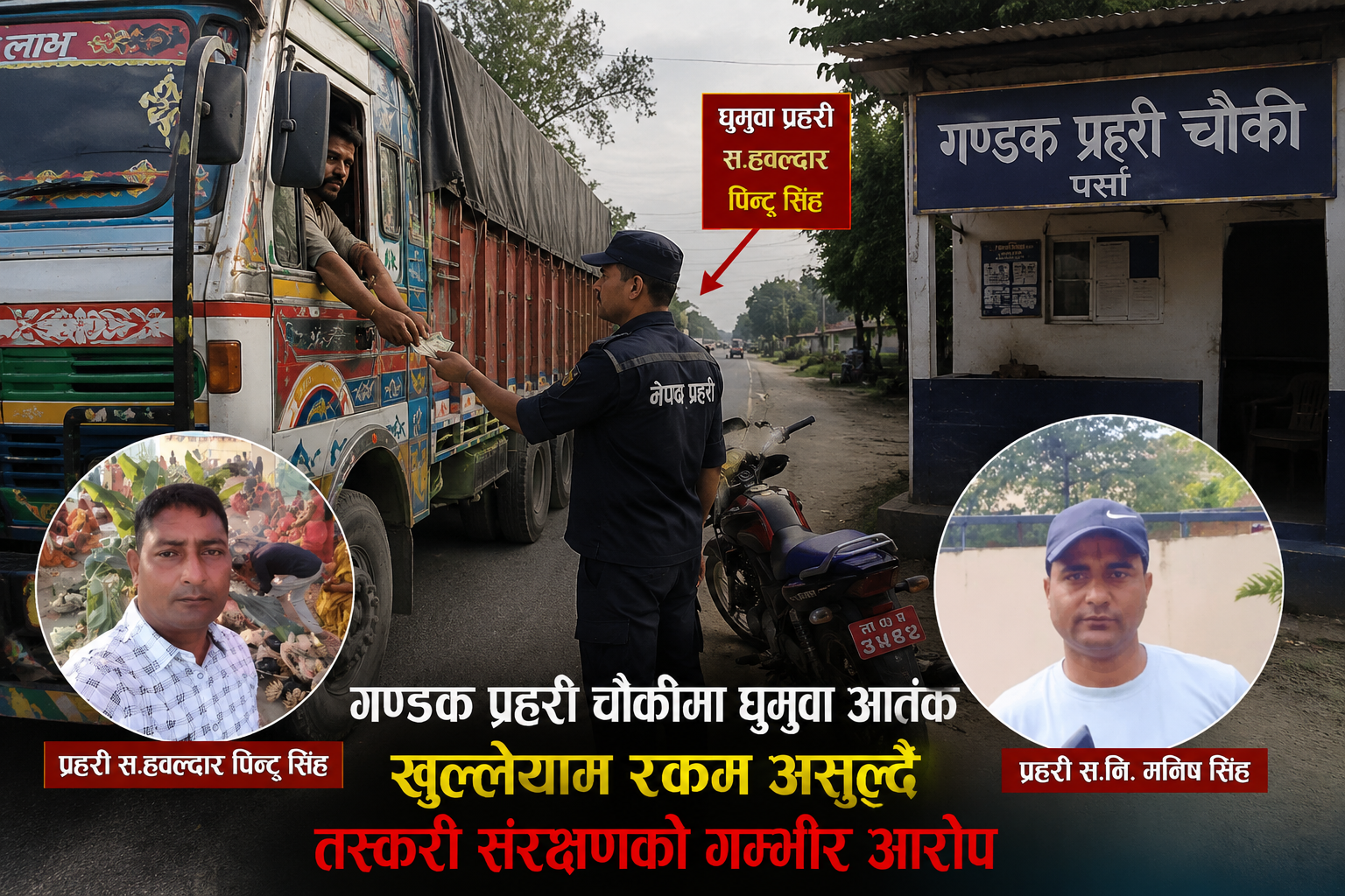 Photo of गण्डक प्रहरी चौकीमा कार्यरत घुमुवा प्रहरी सहायक हवल्दारमाथि अवैध रकम असुलीको आरोप, तस्करी संरक्षण गरेको दाबी