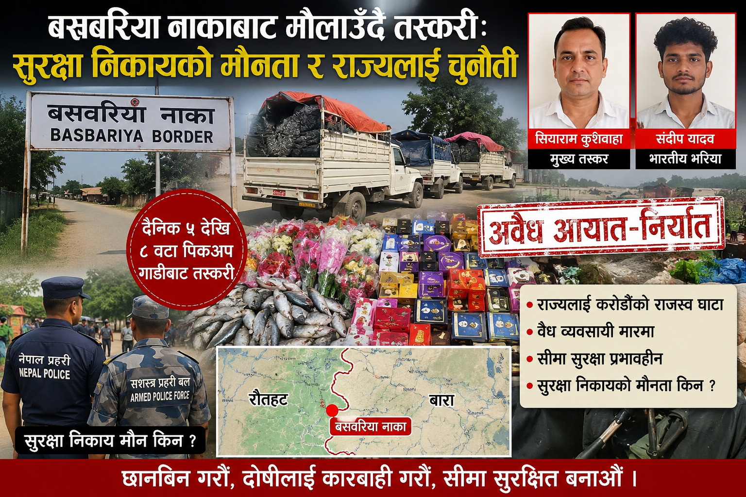 Photo of बसवरीया नाकाबाट मौलाउँदै तस्करी: सुरक्षा निकायको मौनता र राज्यलाई चुनौती